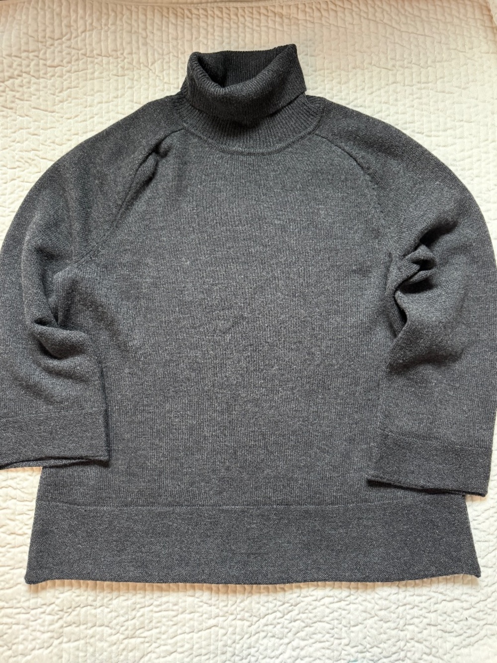Sarah Spencer Woman 3X Gray 100% Merino Wool Turtleneck Sweater Wide Sleeve